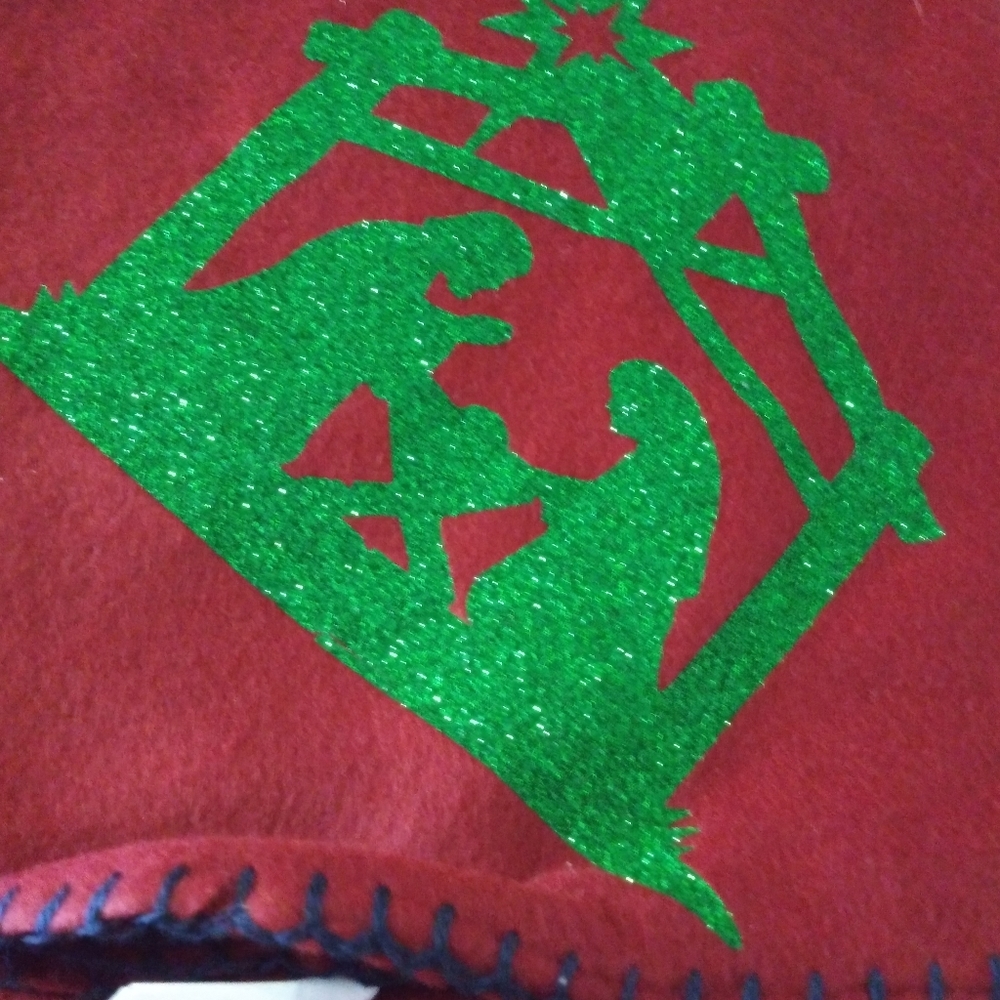 50x60 in red throw with manger scene new